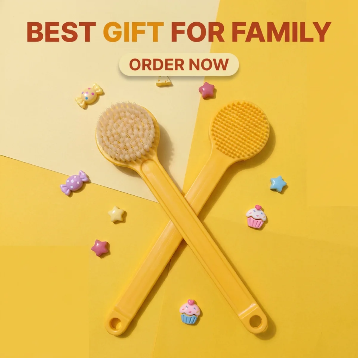 Cute Duck Bath Brush for Back,Long Handle,Soft Bristles Gentle on Skin, Reach No Dead Corners, Rich Foam,Bathroom Hanging Storag