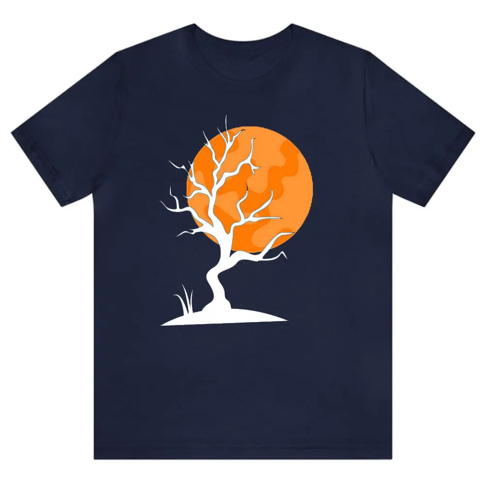 Spooky Season Halloween Shirt Orange Full Moon and Tree Design Perfect Fall and Trick-or-Treat Tee Spooky Season Tree Harajuku image 5
