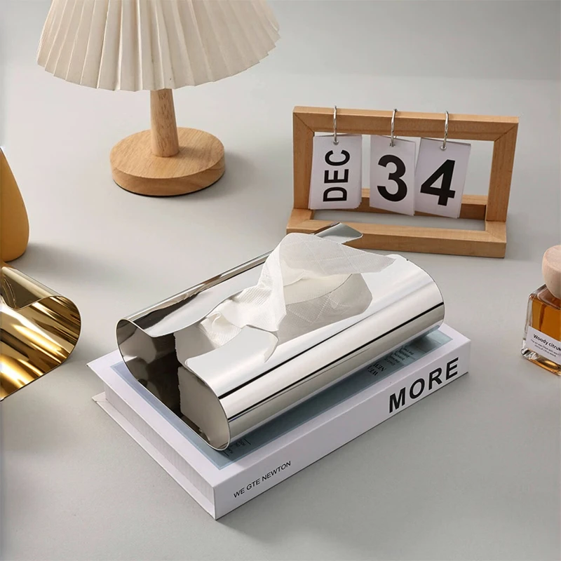 Stainless Steel Tissue Box Cover Luxury Desktop Napkin Holder for Living Room Hotel Cafe Guesthouse Table Decor 스테인리스 티슈 케이스