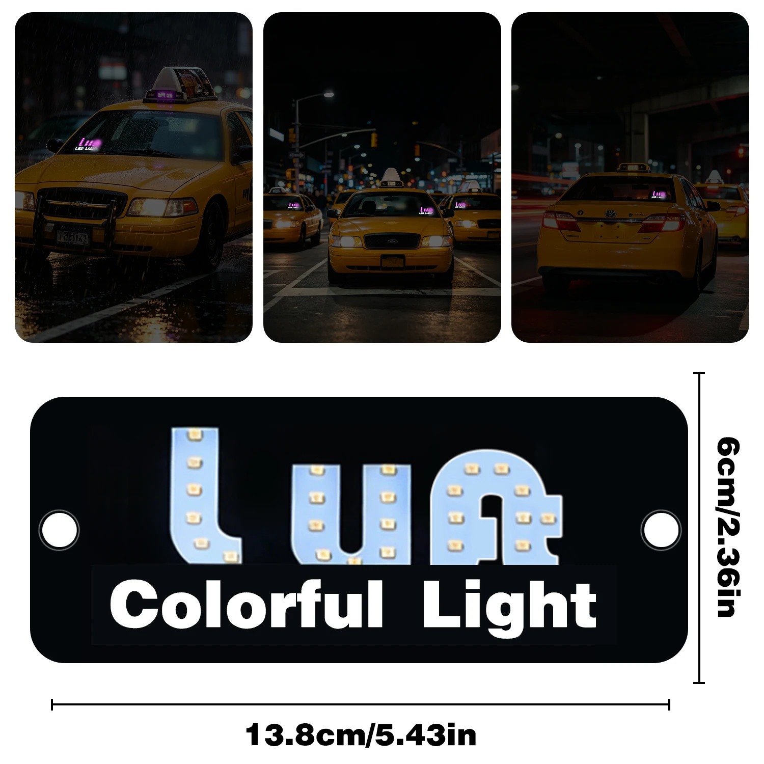 Car Interior Stickers Light Signs for Car, Glow Colorful Led Sign for Car Windshield, Decal Stickers with Suction Cups Flashing Hook Cab Indicator Illuminated Sign Decor, Fit All Cars