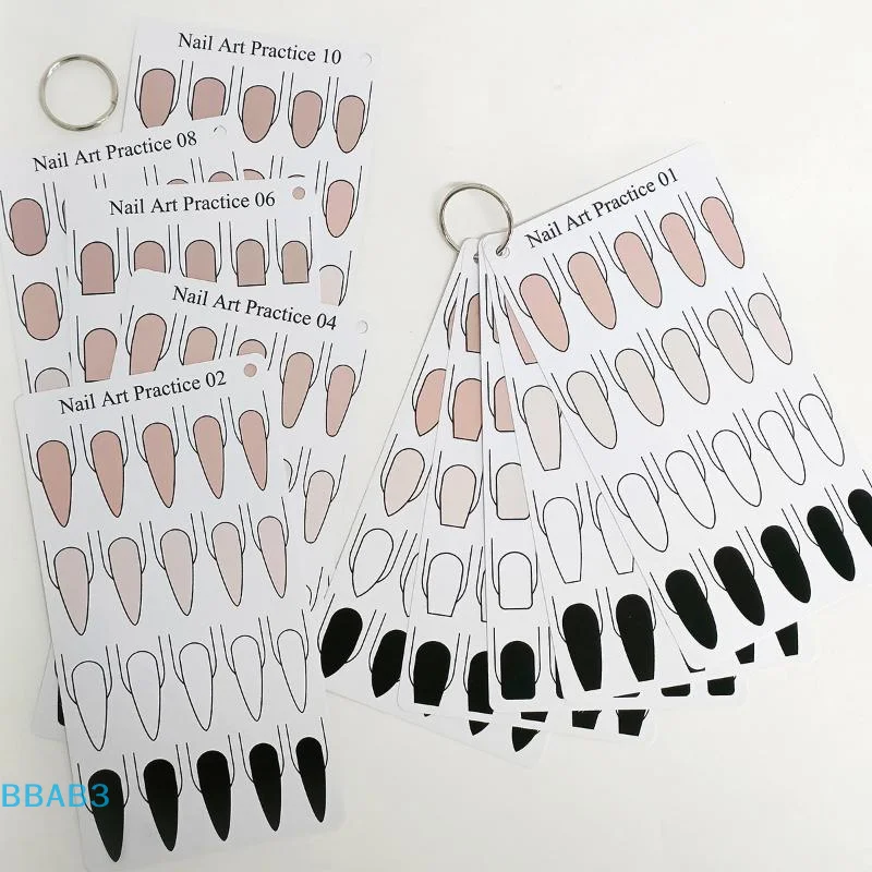 Watercolour Nail Art Practice PVC Paper Trapezoidal Oval Square Nail Shape Beginner's Practice Painting Double Sided Cardstock