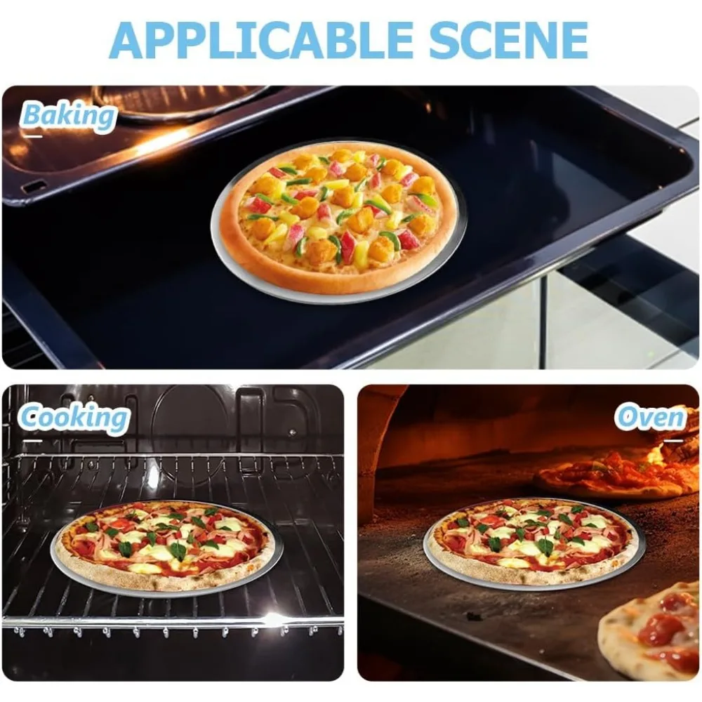 Steel pizza pan, non-stick pizza pan, baking pan, round metal mesh, perforated mesh pan, oven safe