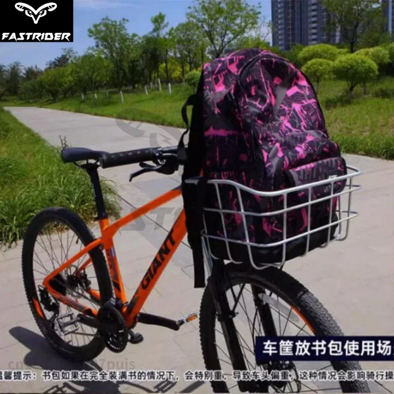 Mountain Bike Basket Aluminum Alloy Black Silver Vegetable Basket Student Bag Front Storage Basket Bicycle Rack Bag