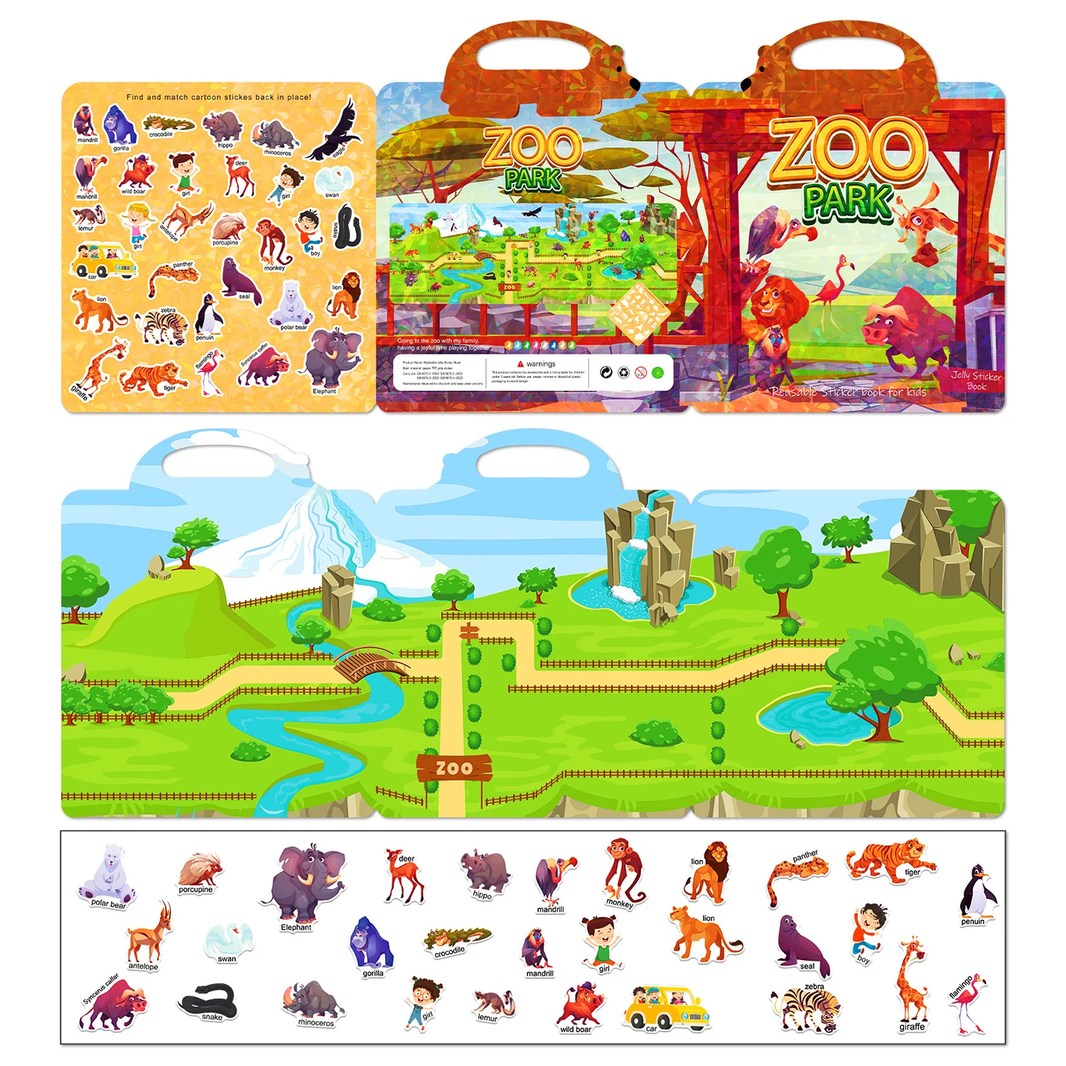 Children Reusable Scene Cute Stickers DIY Puzzle Sticker Games Books Cartoon Sticker Book Learning Cognition Toys For Kids Gift