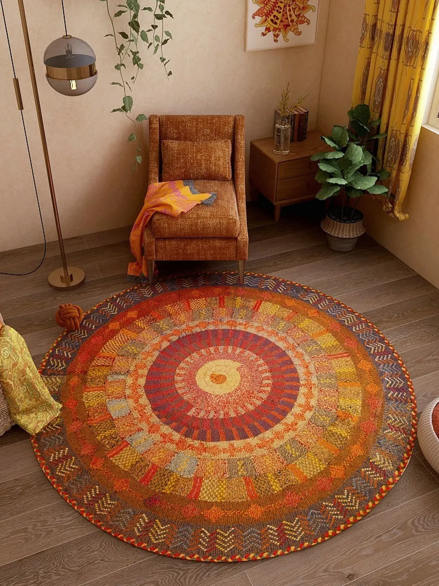Round Rug Premium Ethnic Vintage Persian Bohemian Mandala Living Room Bedroom Rocking Chair Floor Mat