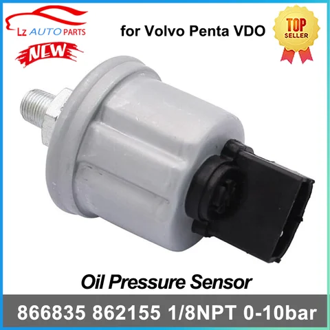1/8NPT 0-10bar Oil Pressure Sensor 866835 862155 for Volvo Penta VDO Compatible with Truck AD31XD AD41A AD41B AD41D