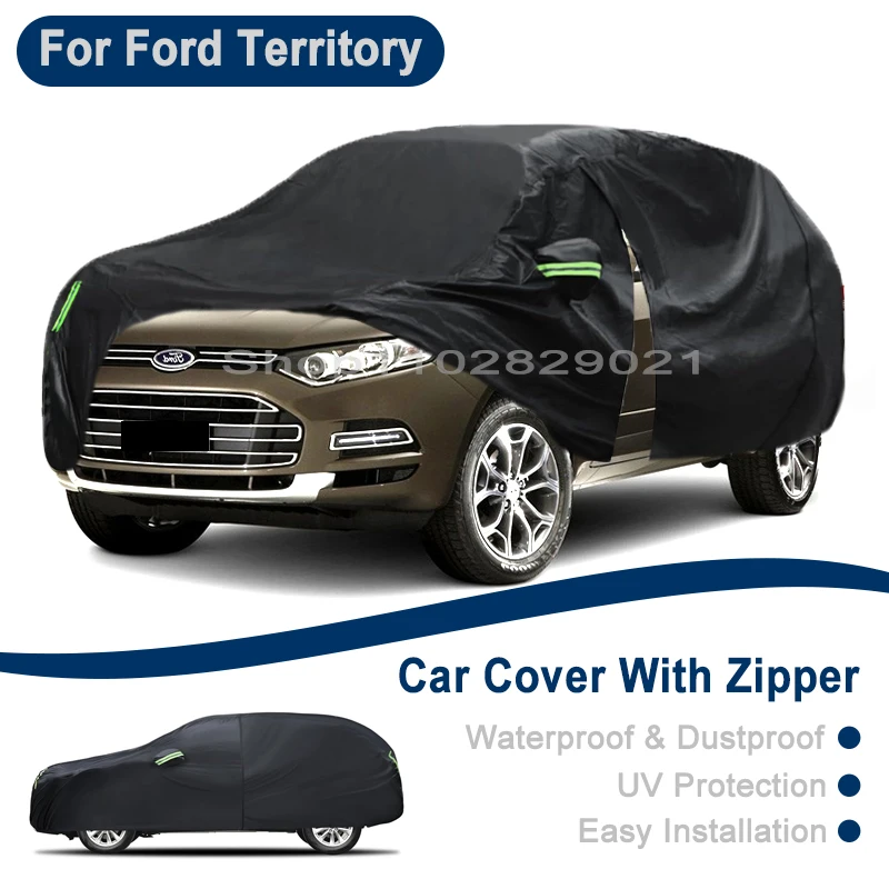 

Outdoor Full Vehicle Cover For Ford Territory - Side Zipper Design, Waterproof Dustproof Sun Protection Car Cover