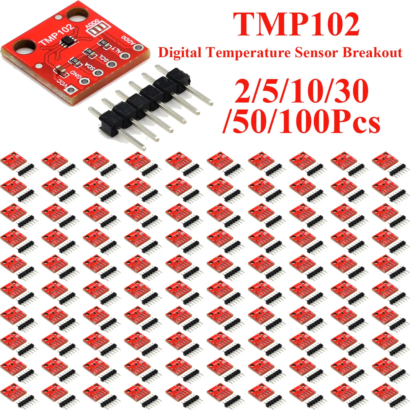 2~100Pcs TMP102 Digital Temperature Sensor Module I2C Interface High Resolution Temperature Breakout Board Low Power Consumption
