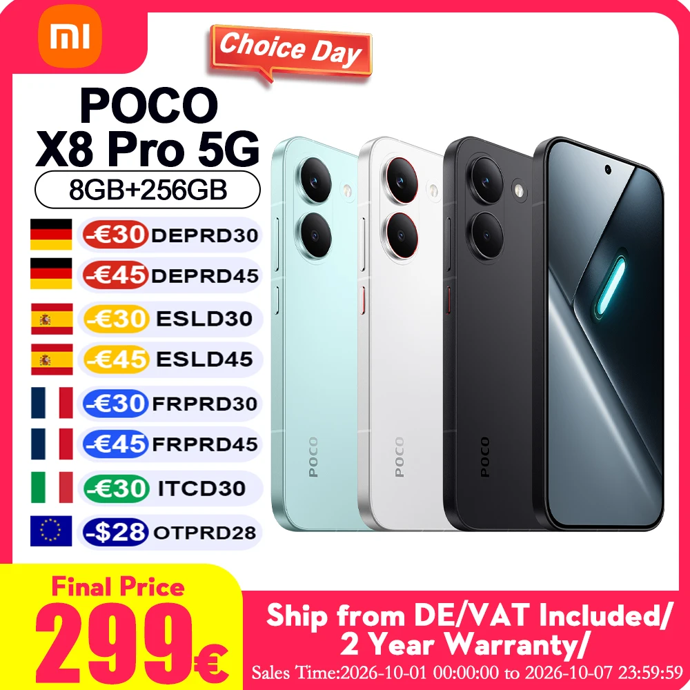 Versione Globale Poco X8 Pro 8GB 256GB Telefoni Cellulari Display AMOLED Ultra Luminoso 1.5K 120Hz Fotocamere ad Alta Risoluzione 50MP