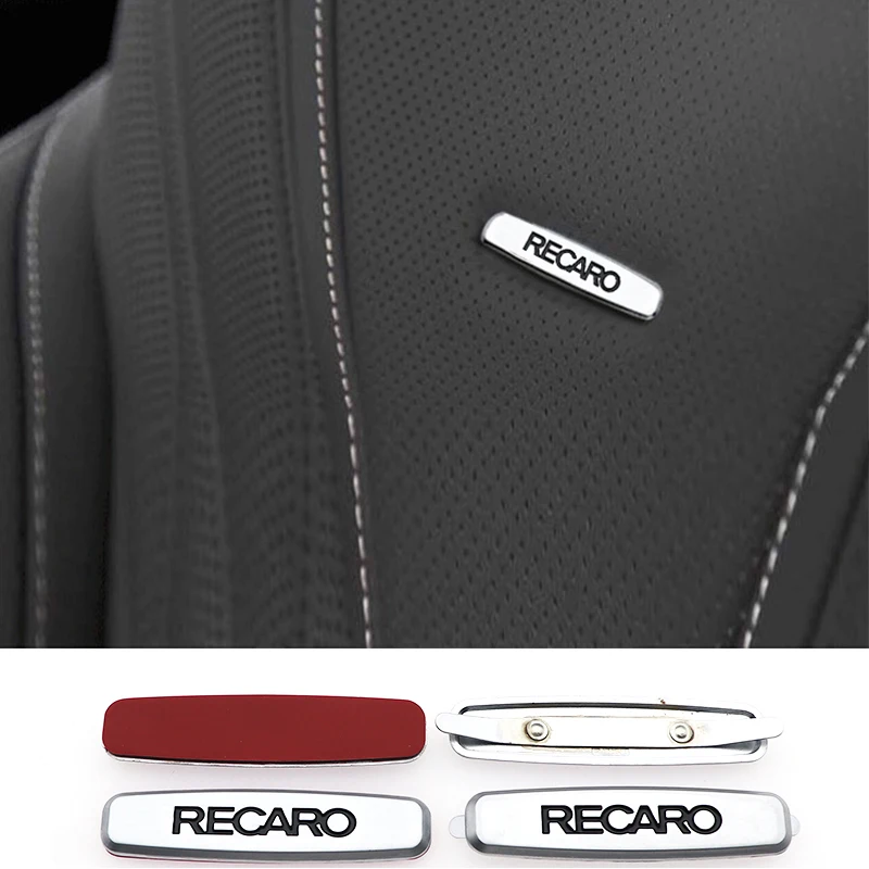 2pcs/1pair RECARO metal Car seat Emblem Logo Clips Console Decoration Badge Sticker Car Backrest Headrest Emblem Accessories