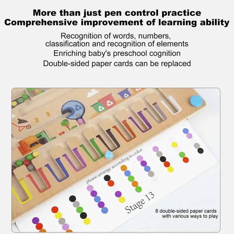 마그네틱 컬러 미로 나무 퍼즐 매칭 활동 보드, 사고 논리, 전략 개발, 감각 놀이, 조기 학습
