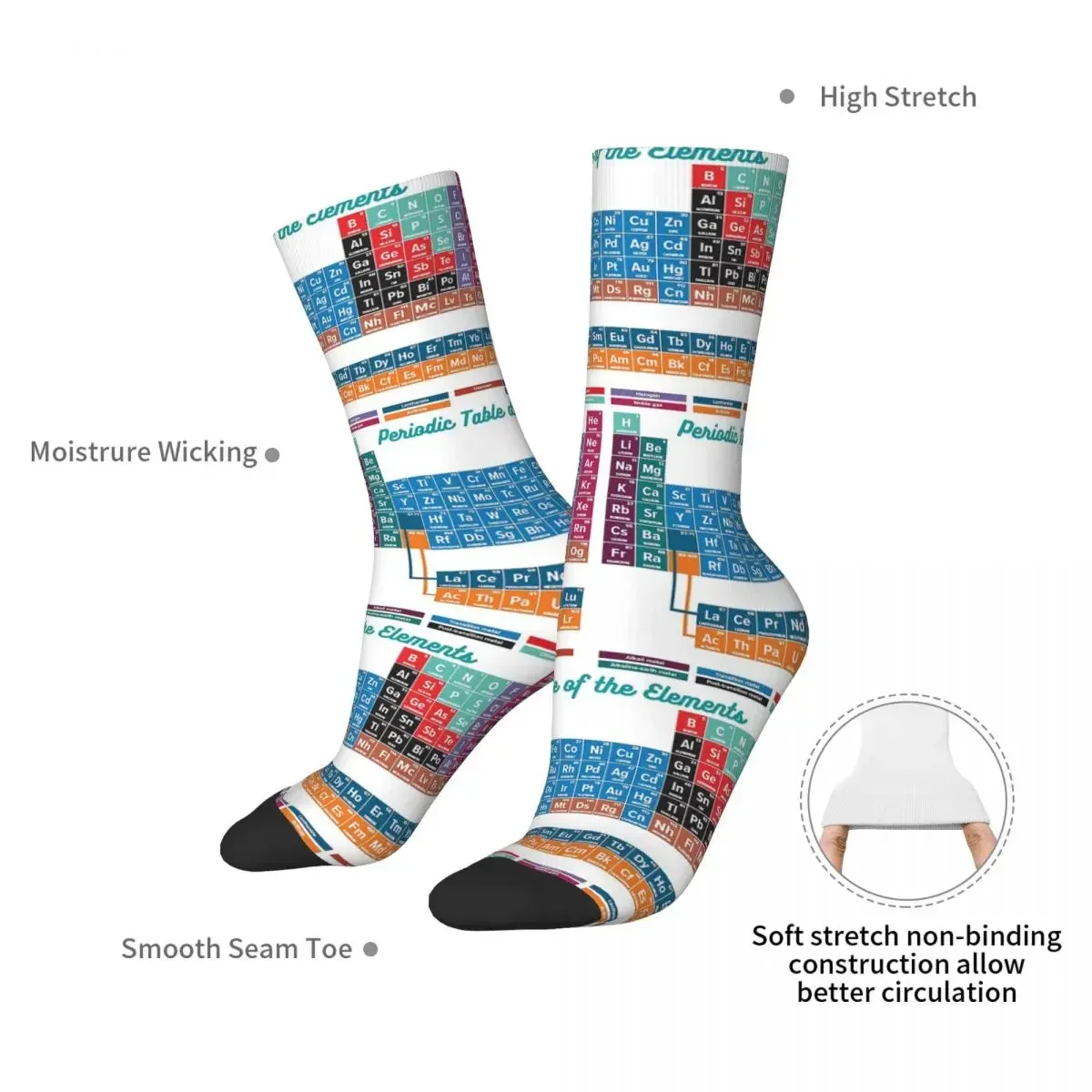 Periodic Table Of The Elements Socks Harajuku High Quality Stockings All Season Long Socks for Man's Woman's Birthday Present