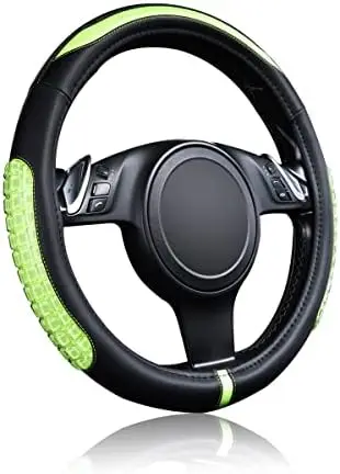 

Чехол на руль Flying Banner 15 дюймов с гелевым массажным наполнителем - противоскользящий, бархатный, охлаждающий и согревающий, универсальный для внедорожников/грузовиков (черный мятный)