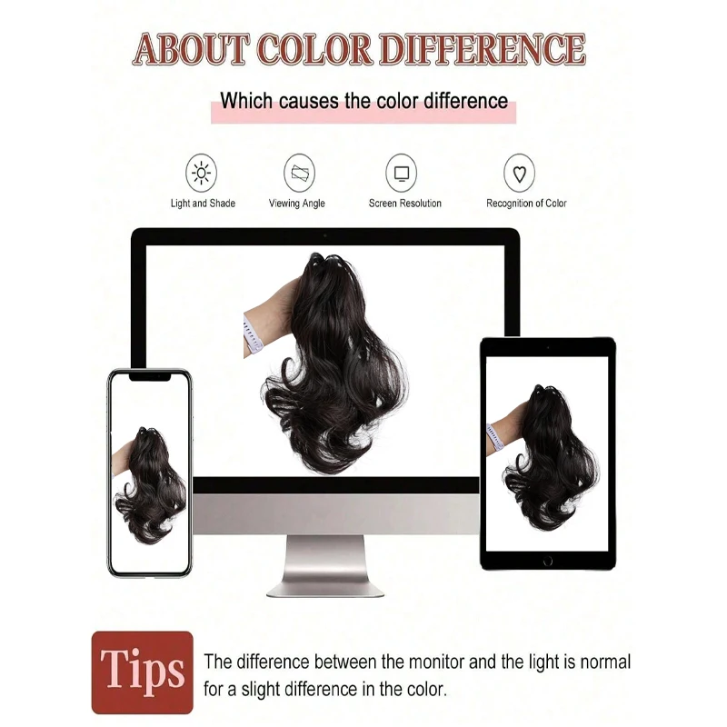 16 นิ้วยาวหยักสีดําสีน้ําตาลสังเคราะห์ Claw คลิปผมหางม้าทนความร้อนประเภท Layered Horse Tail Hair Extension