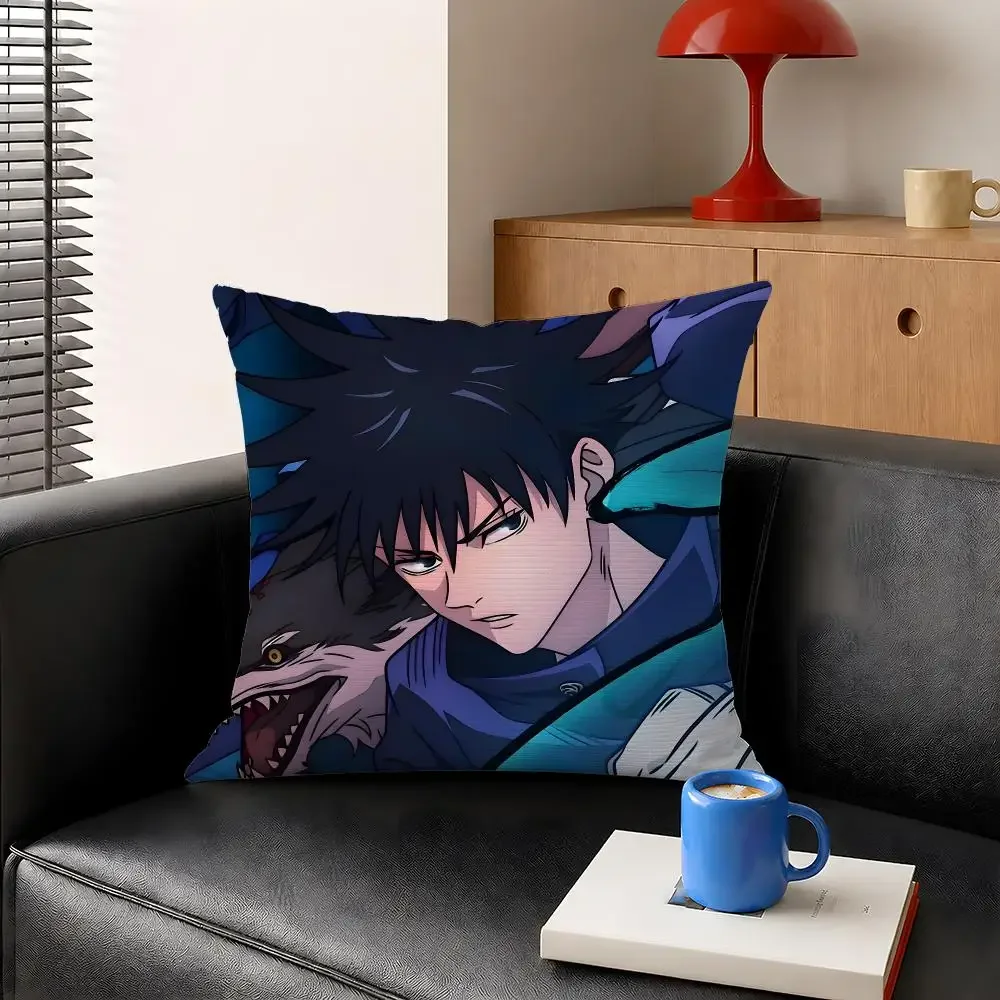 Anime Megumi Fushiguro Jujutsu Kaisen Cushion Cover Decorative Pillowcase Soft Short Plush Cozy Durable Sofa Home Decor Items