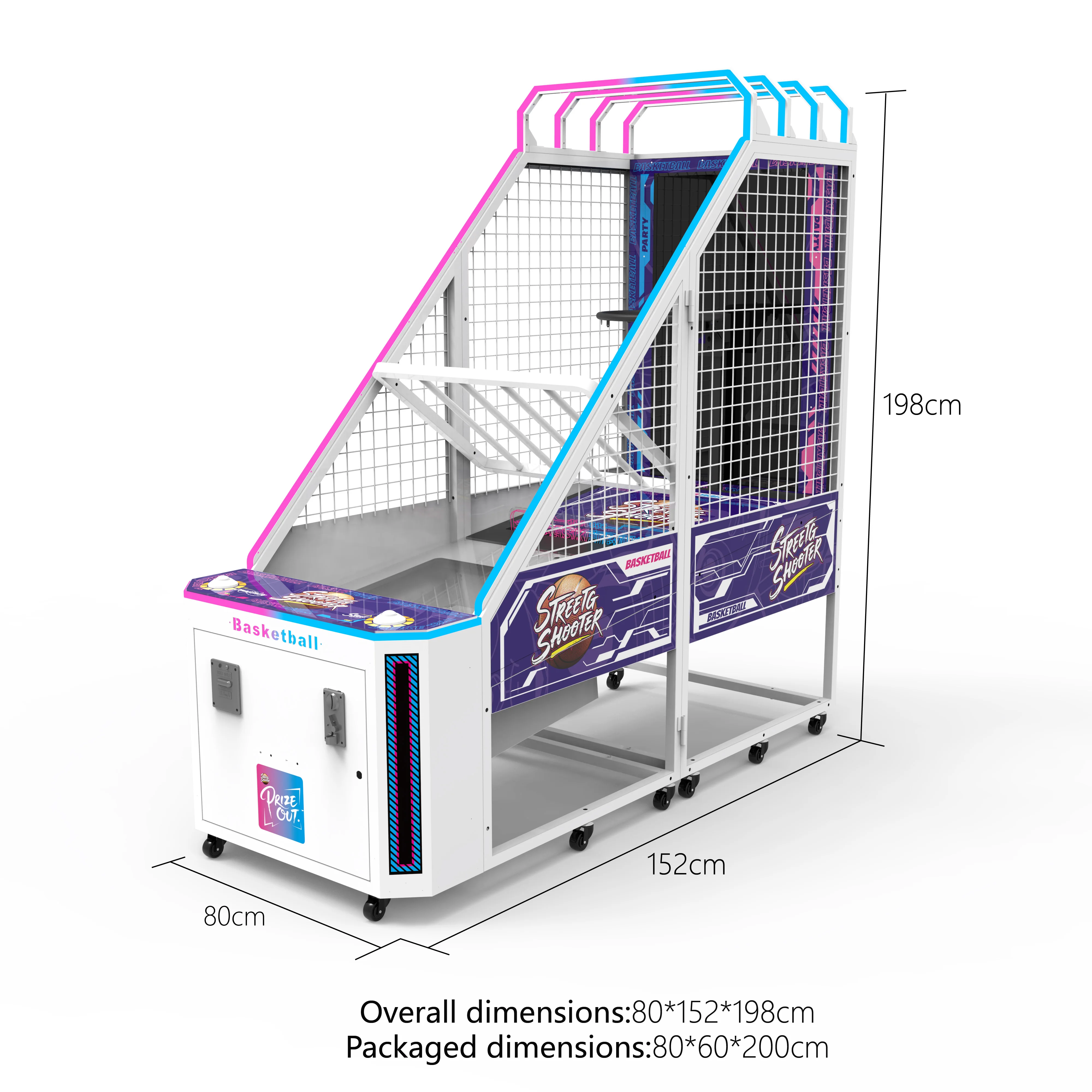 Commercial Basketball Arcade Machine Double Player Foldable Coin Operated Ticket Redemption Game CE Certified Indoor Sports