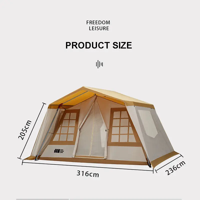 Wall Tent Large Space Camping Outdoor Big House Wholesale Luxury Folding Cabin Tent Waterproof Family Glamping  For Wild Hiking image 2
