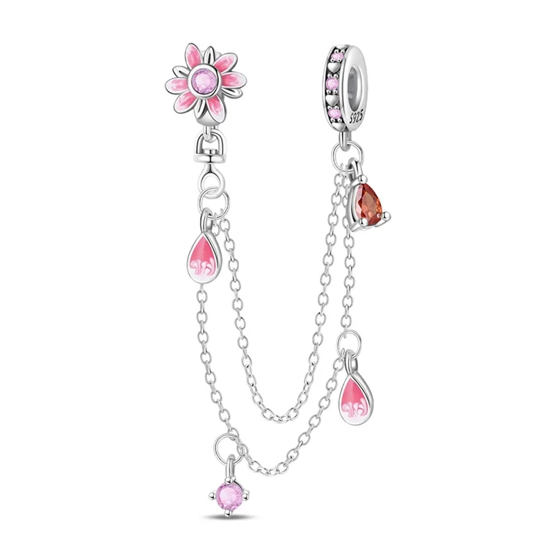

New 925 Sterling Silver Romantic Daisy Safety Chain For Women Fit Original Bangle Bracelet Jewelry Gift