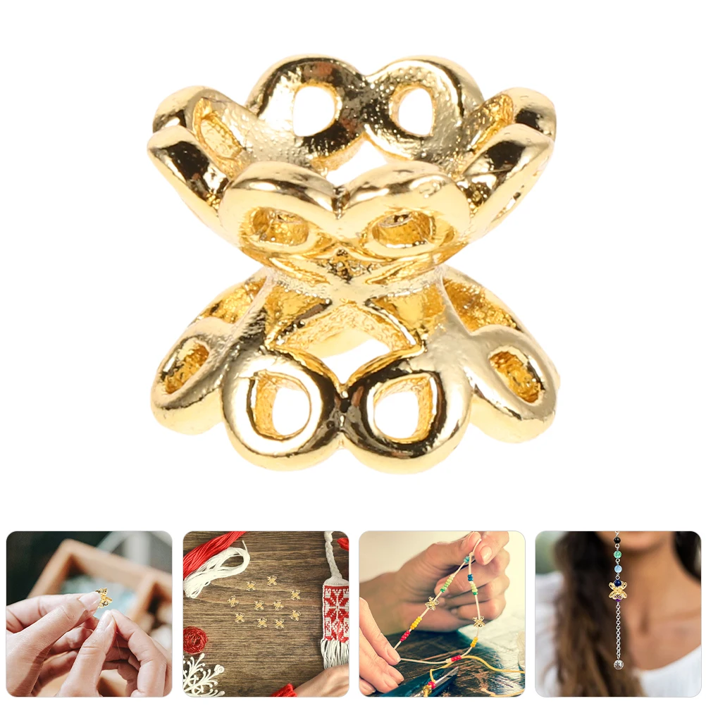

50pcs Hollow Design Bracelet Accessories Bead Caps Jewelry Making Durable Metal Spacers DIY Craft Copper End Caps for Bracelets