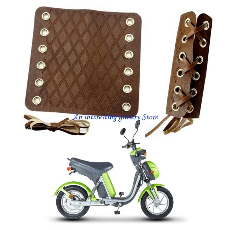 

652D Vintage Leather Bike Handle Grips Comfortable Handlebar Cover for Electric Bikes