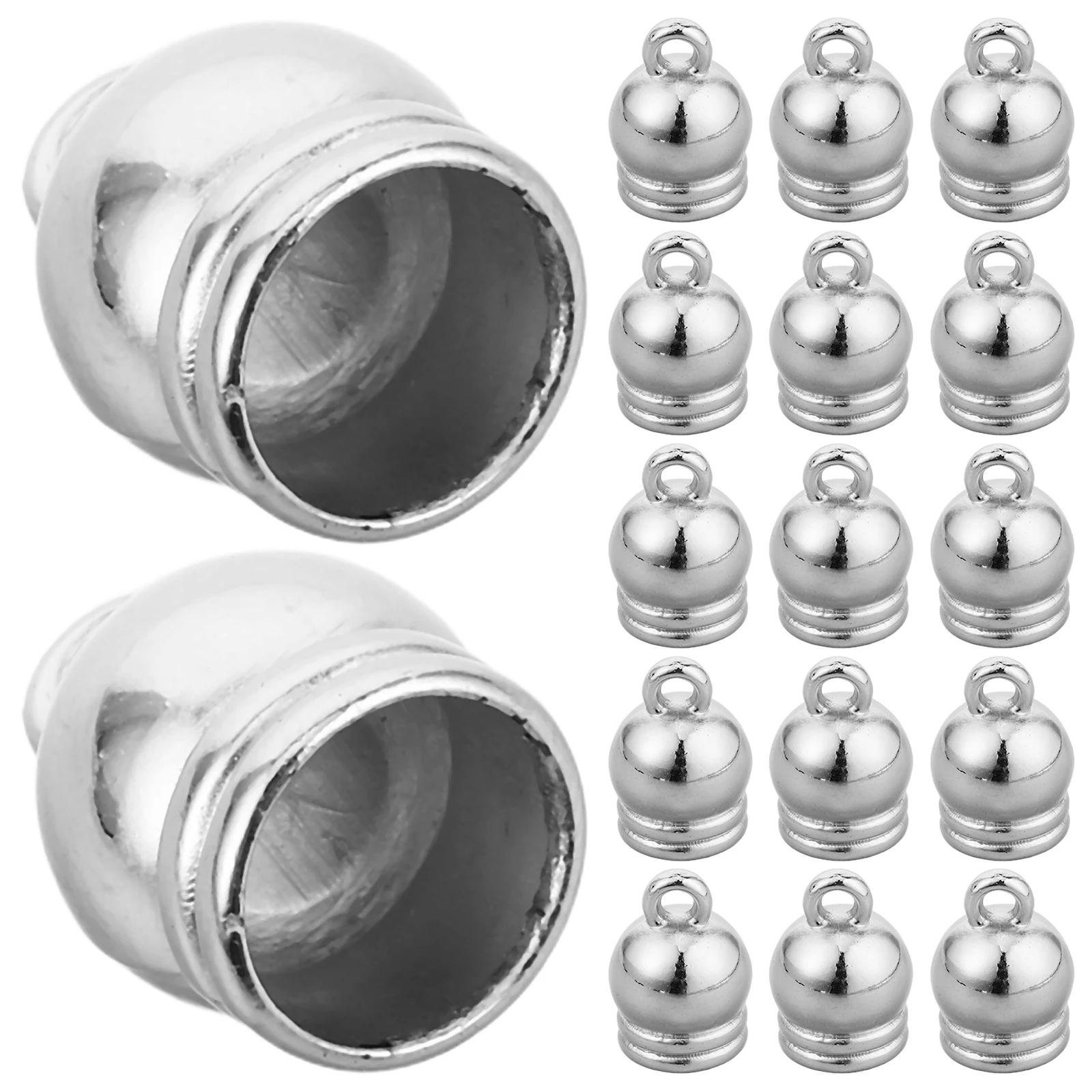 

50pcs Tassel Bell Cable Fasteners Bead Connectors Plastic Cord Fittings Cap Mini Bells Jewelry End Caps Tassel End Fittings