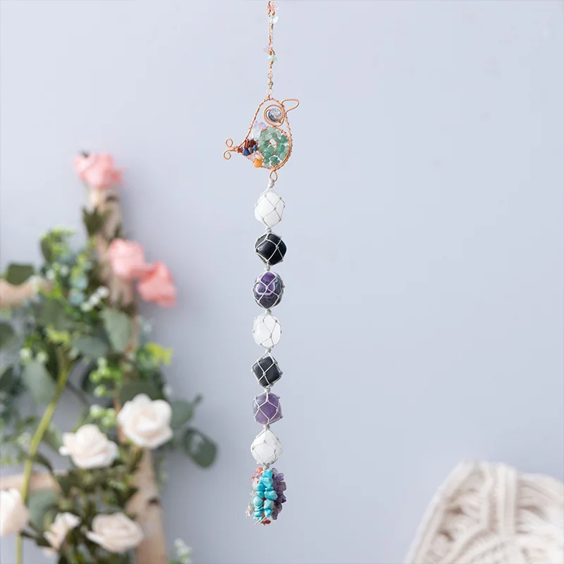 Crystal Lucky Cat Suncatcher Car Hanging Ornaments Birds Sun Catcher 7 Chakra Gemstone Window Home Room Decoration regali unici