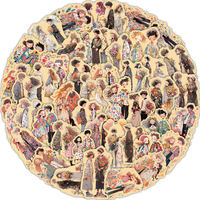50PCS Happy and Beautiful Couple Graffiti Stickers Scrapbooking Collage Material Festival/Anniversary Gift Plastic Cover Sticker