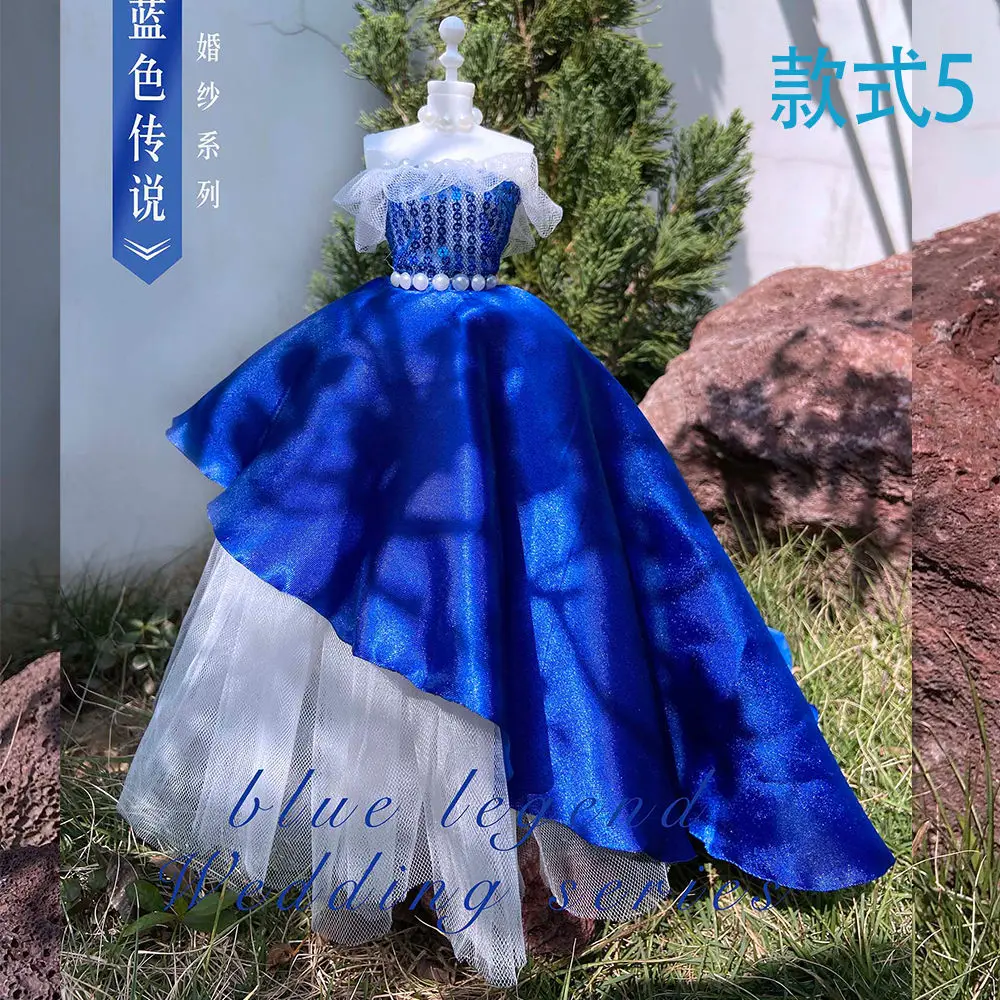 27 cm Handmade DIY Criativo Vestuário Design Material Pacote para Meninas e Crianças, Azul Vestido de Noite Toy Set, 5 peças