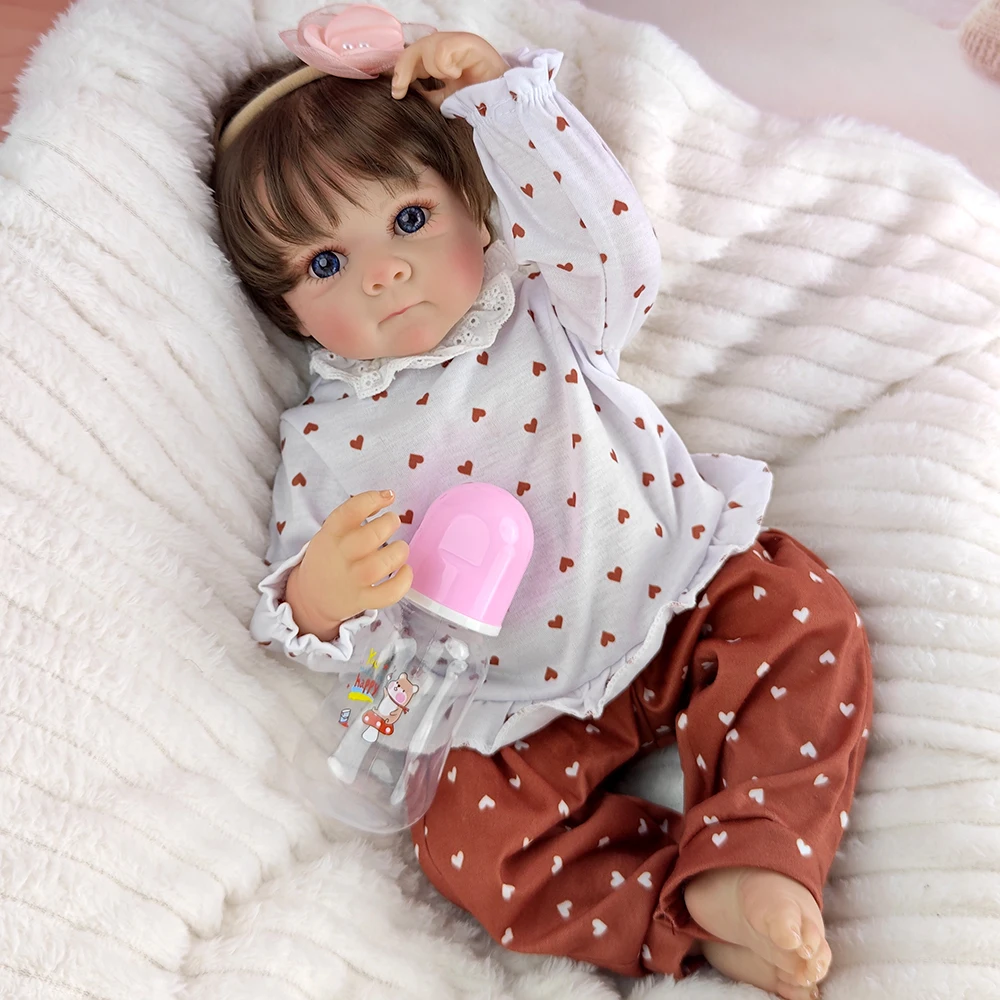 46cm 18inch Reborn Baby Doll Soft Vinyl Body Handmade 3D Skin with Visbile Veins Collectible Art Companion Doll Birthday Gift