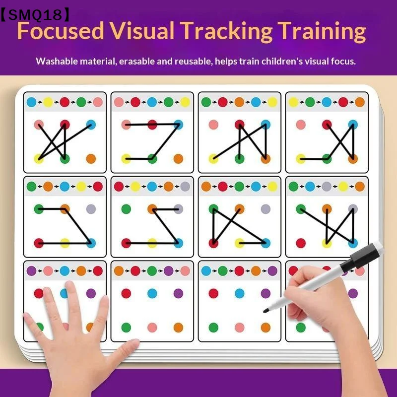Reusable A4 Training Cards 12 Pages Visual Exercises For Kid's Memory And Concentration Hand-Brain Coordina Action Practice【SMQ】