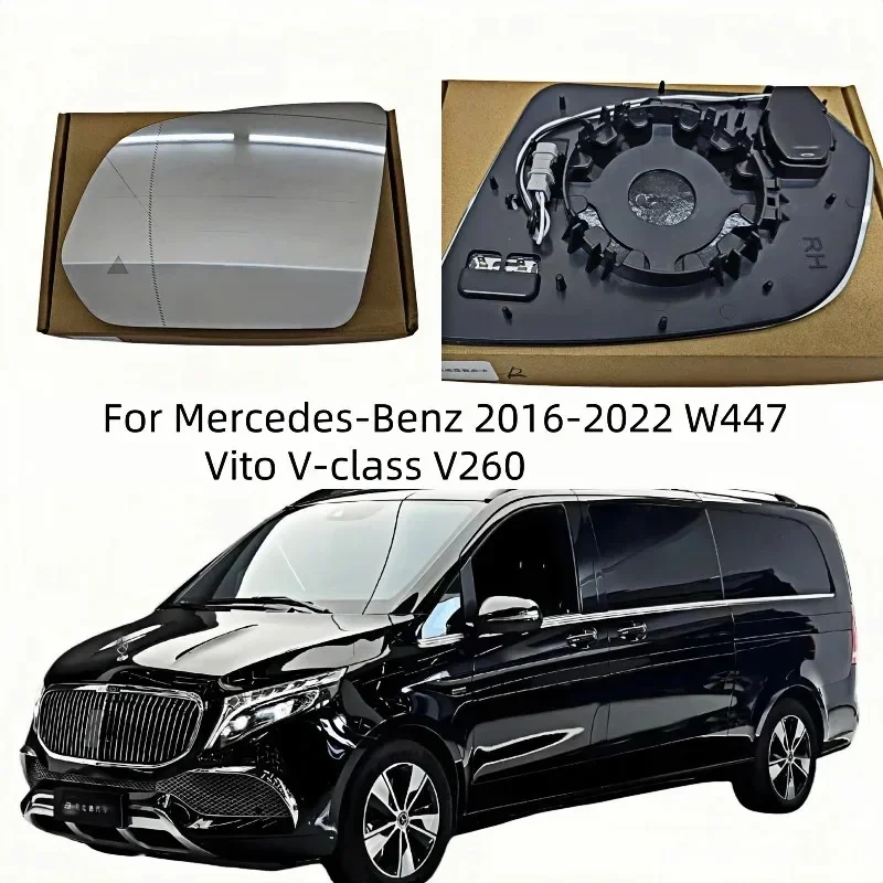 Heated Blind Spot Warning Side Mirror Glass with Indicator Light for Mercedes-Benz W447 Vito/V-Class/V260 (2016-2022)