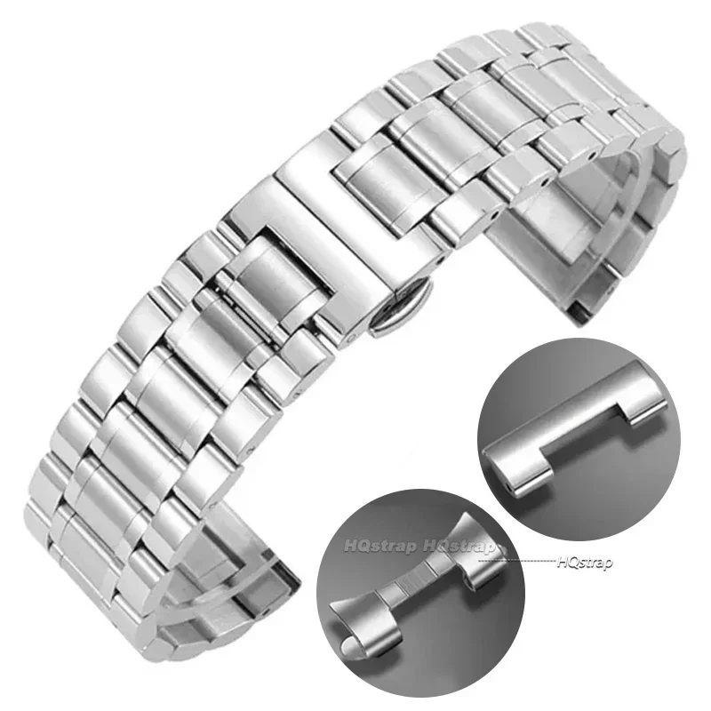 Edelstahl-Uhrenarmband für Longines-Armband mit gebogenem Ende, Metallarmband, 12, 13, 14, 15, 16, 17, 19, 21, 23, 18 mm, 20 mm, 22 mm, 24 mm