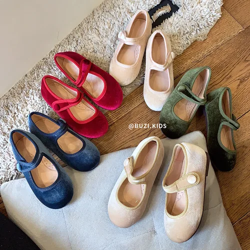 AncoBear zapatos planos de princesa para niñas y niños, zapatos planos de suela blanda Vintage de otoño con parte superior escotada, zapatos planos para niños