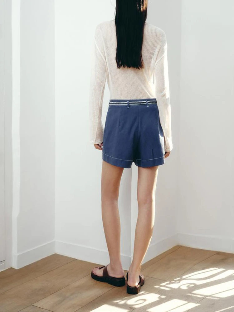 Neue Sommerprodukte im europäischen und amerikanischen Stil, Damenbekleidung, modisch mit Gürtel, hohe Taille, lässige Rockhose