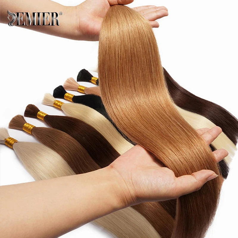 Straight Bulk Braiding Hair 100% Indian Virgin Remy Human Hair Extensions  50g/100g Per Pcs No Weft Bulk Hair Natural Color