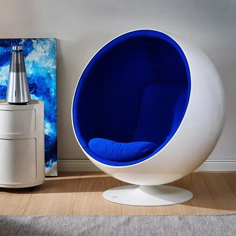 

Uniquely Designed Egg Chair Modern Living Room Furniture Round Ball Chair Fiberglass Velvet Swivel Swivel Single Chair
