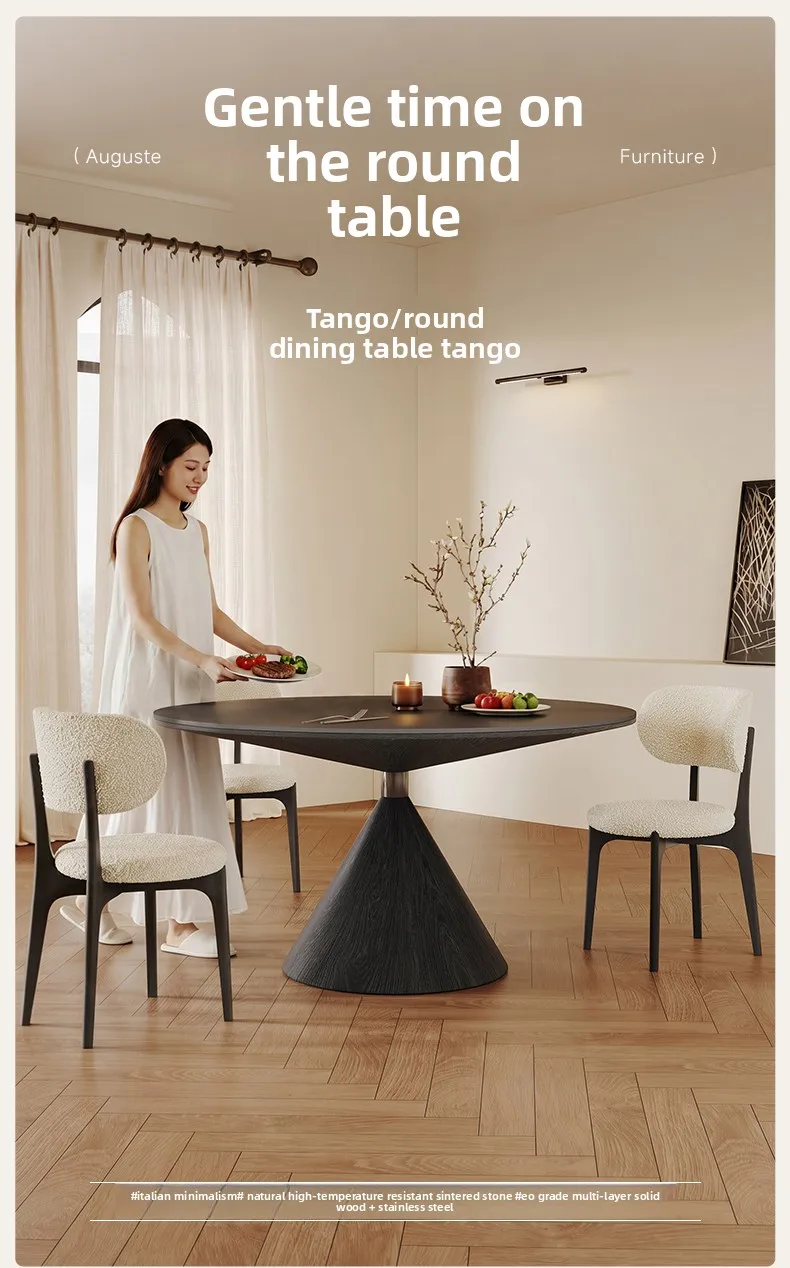 LMM1 small apartment modern simple high-end flying saucer minimalist pure white rock slab dining table