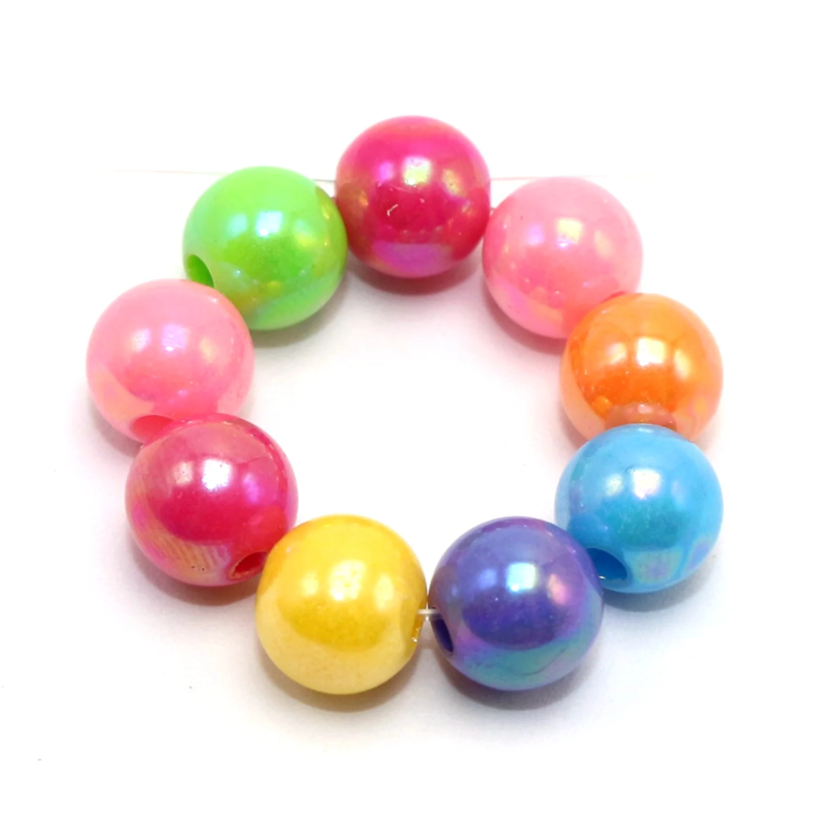 Craft DIY Mixed Color Luster AB Acrylic Round Beads 8mm-12mm Smooth Ball