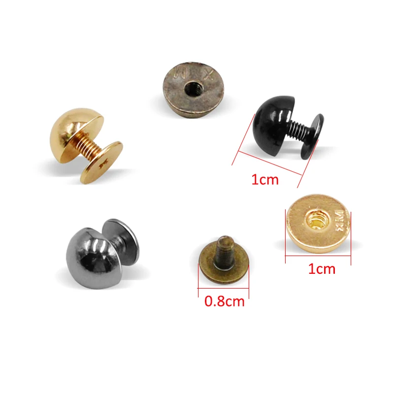 Parafuso inferior de metal redondo para sacos, acessórios DIY, rebites, proteção contra desgaste, prego cogumelo, 8mm, 10mm, 12mm, 15mm, 10 conjuntos