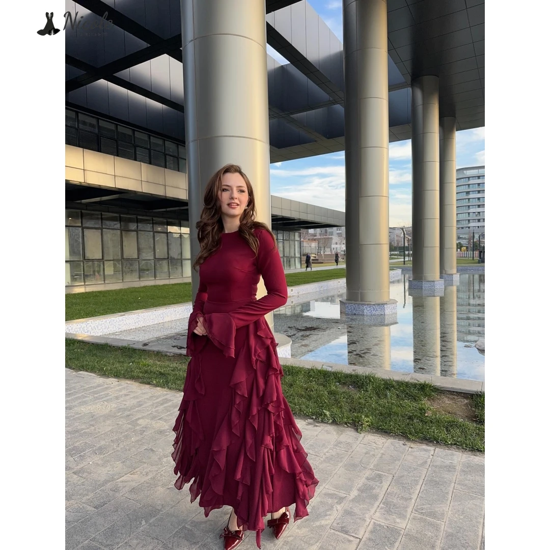 

Nicole Custom Made Luxurious Party Dresses for Special Occasions Line A Luxury Prom Dresses 2025 Elegant Gowns Round Collar Gala