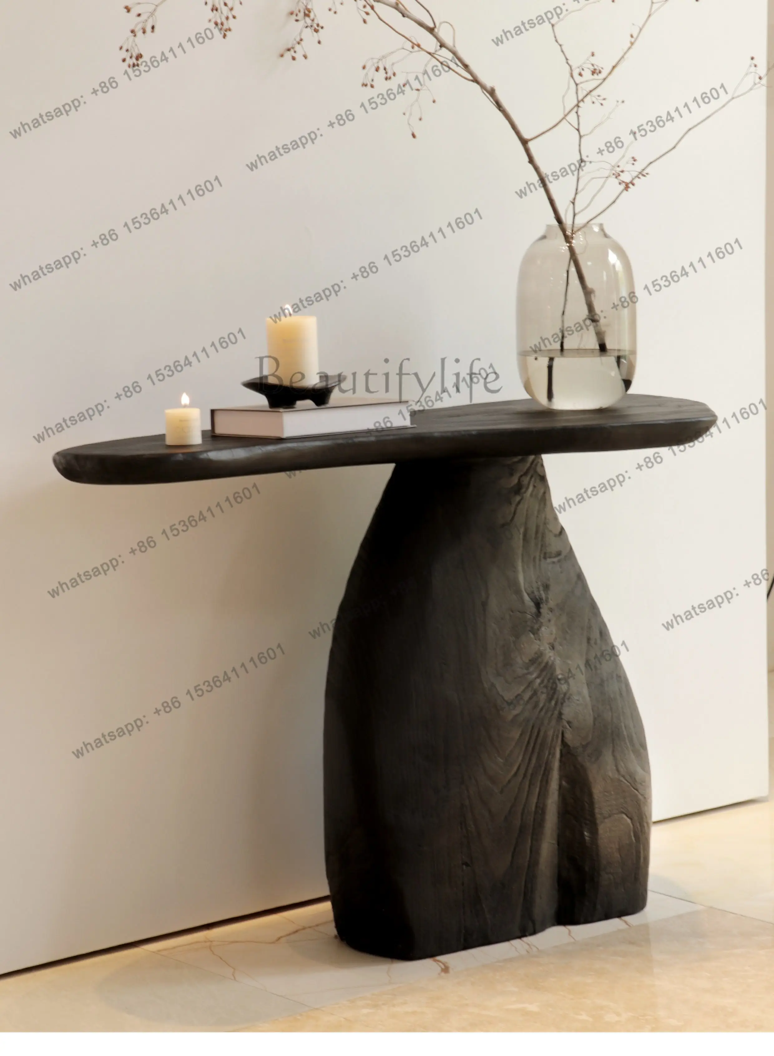 Wabi Sanfeng Entrance Table Solid Wood Entrance Hall Table Medieval Homestay Corridor Alley Case