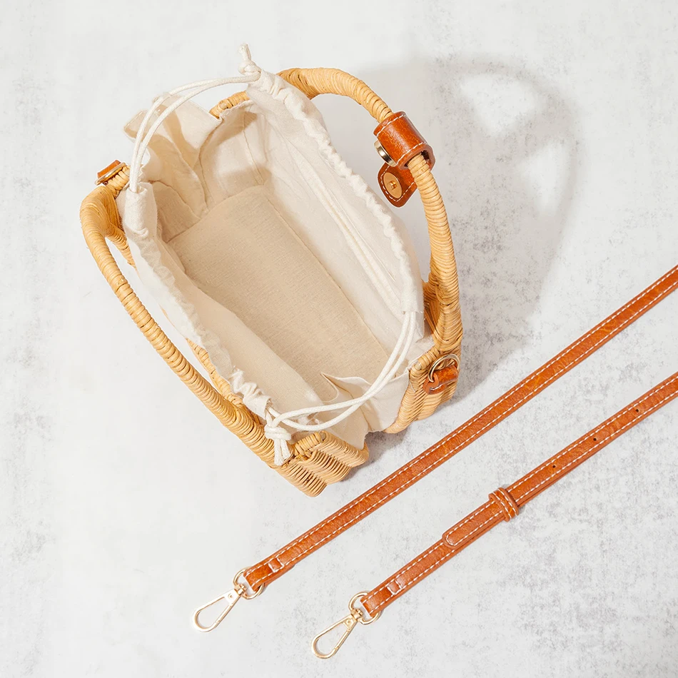 Geweven Rotan Strand Tas Voor Vrouwen 2022 Zomer Nieuwe Handgemaakte Natuur Vintage Stro Handtas Vakantie Schouder Crossbody Tas Toevallige