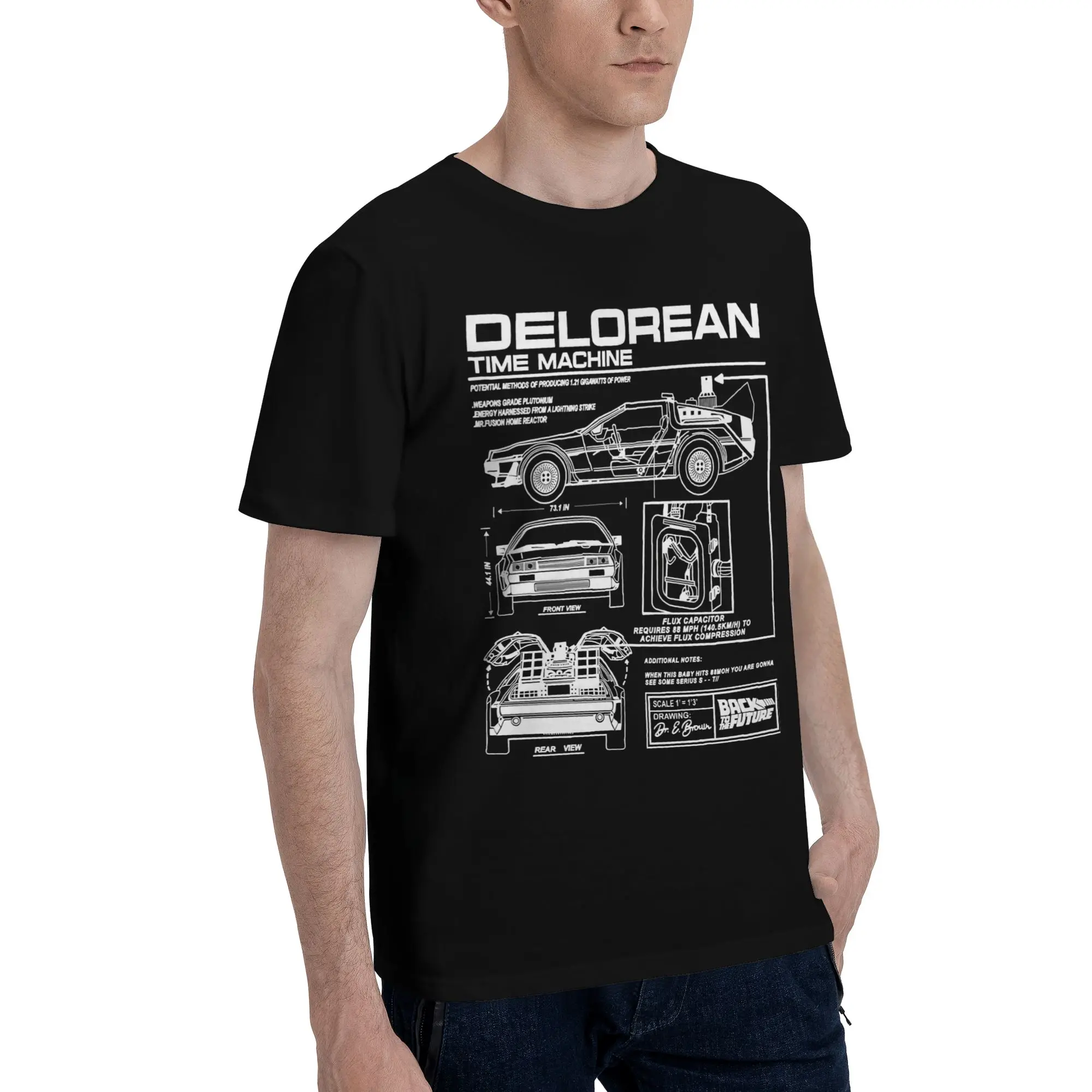 Men Women Print Vintage Classic Car Back to the Future  Tee T Shirt Cotton  T-shirts Clothing