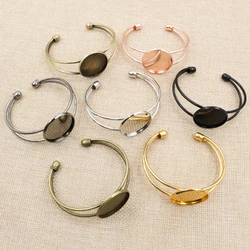 High Quality 20mm 25mm 8Colors Plated Bangle Base Bracelet Blank Findings Tray Bezel Setting Cabochon Cameo