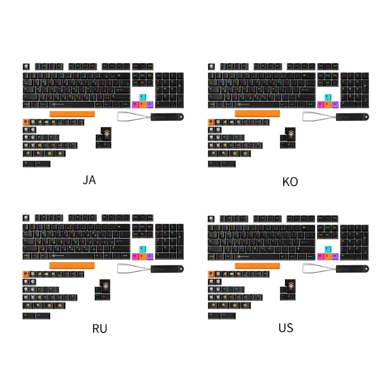 Keycaps  CherryProfile Multi Language for 138 Keys Mechanical Keyboard Dropship