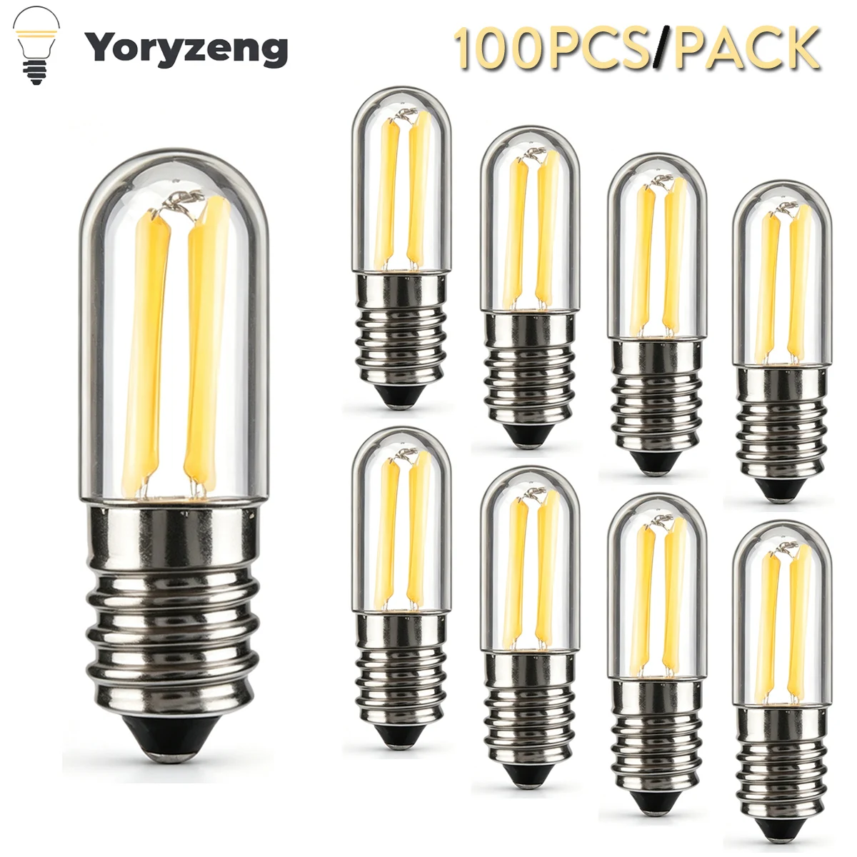 100PCS Mini E12 E14  LED Bulbs Dimmable 110V 220V Fridge Light 2W Lamp Filament COB Lamp for Chandelier Replace 30W HalogenLamps