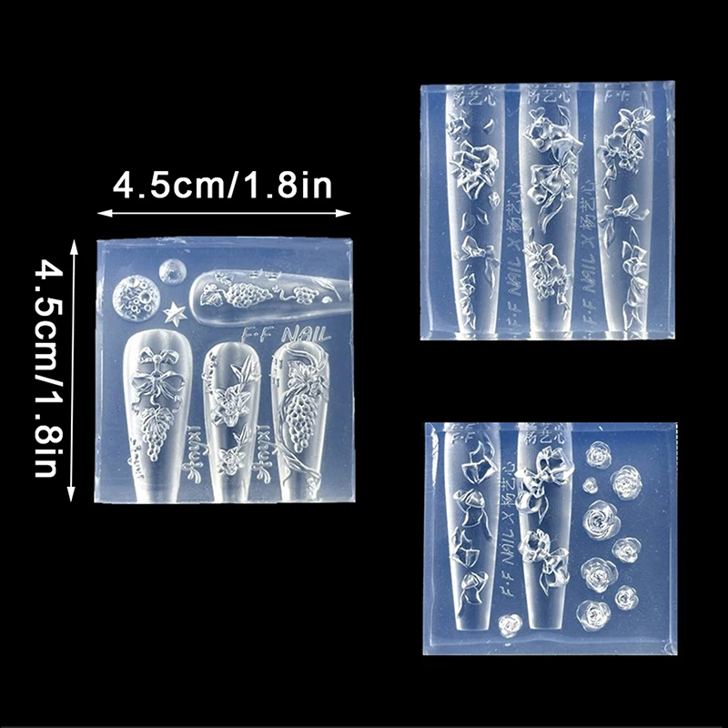 Stampo per intaglio delle unghie con fiocco in silicone 3D, farfalla, rosa, design floreale, modello trasparente, strumento per manicure per decorazione unghie fai da te