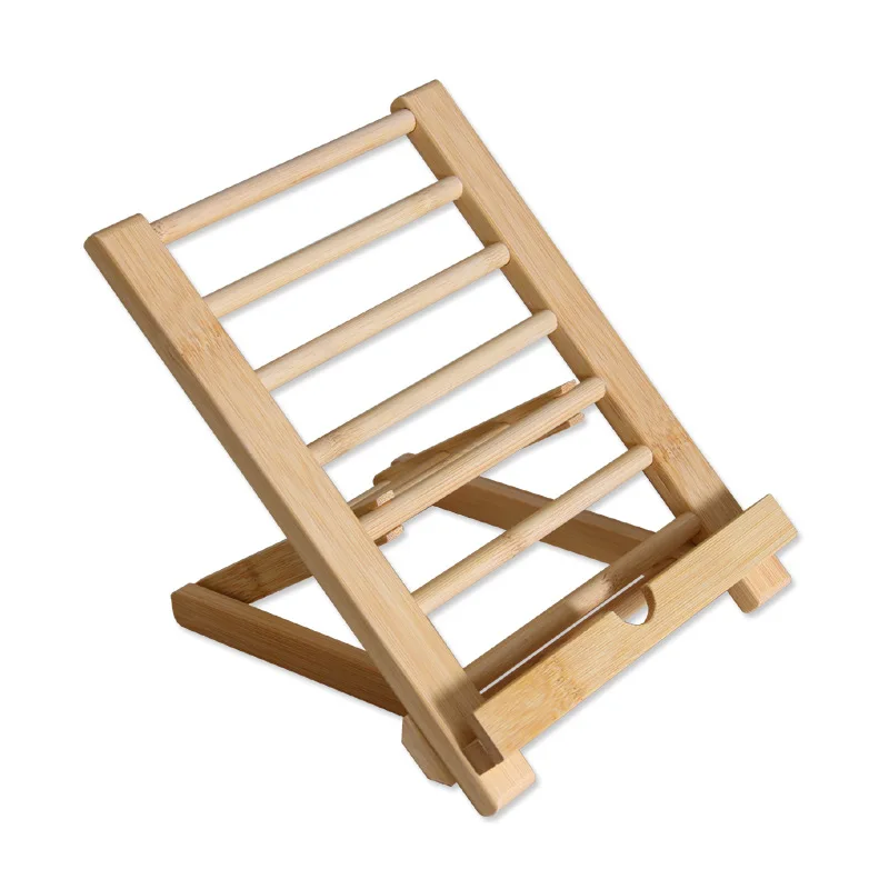 1Pc Creative Phone Holder for Lazy People, Bamboo and Wood Flat Stand, Tablet Folding Stand, Phone Holder
