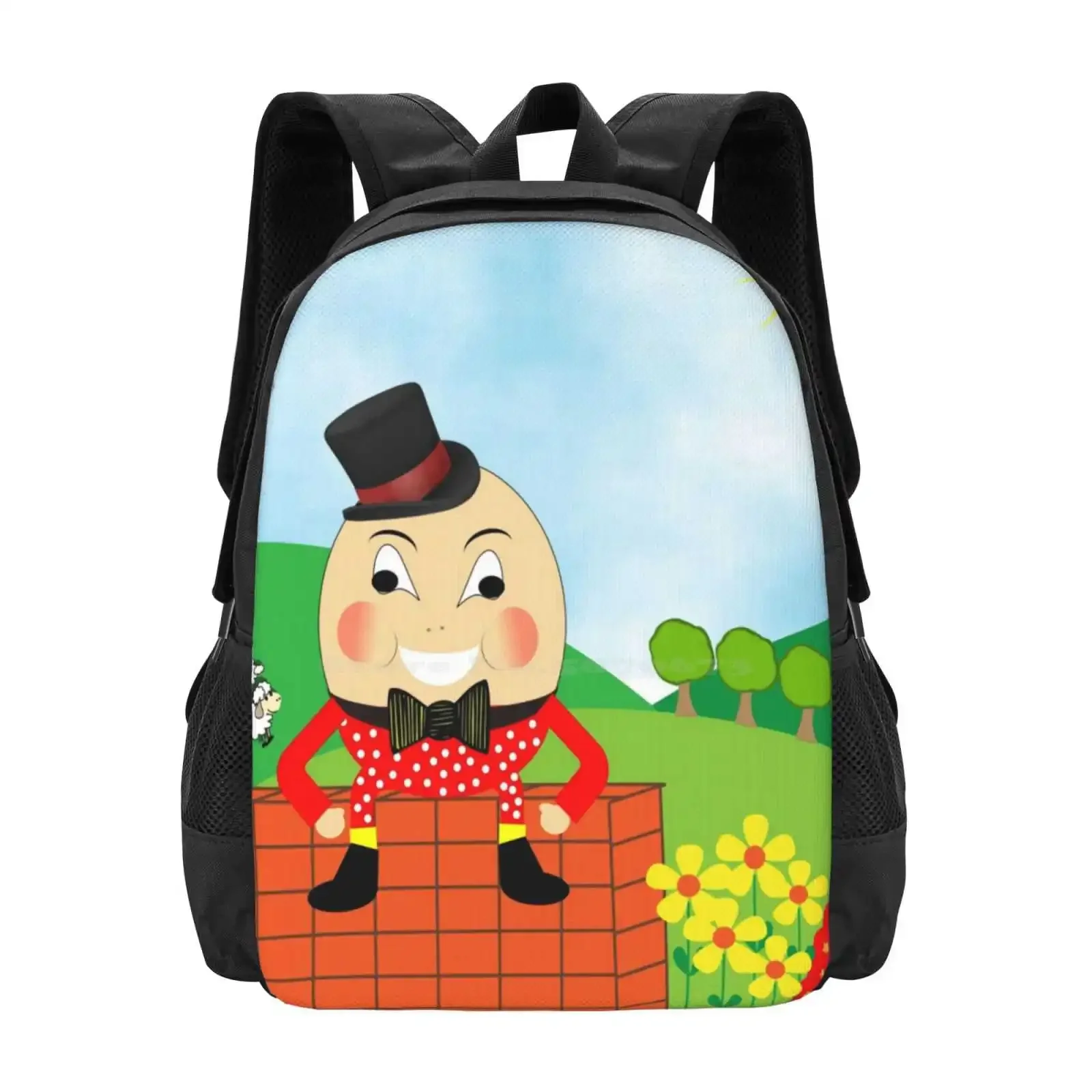 

Cute Humpty Dumpty Kids Nursery Rhyme Theme Hot Sale Schoolbag Backpack Fashion Bags Cute Whimsy Whimsical Kids Graphics