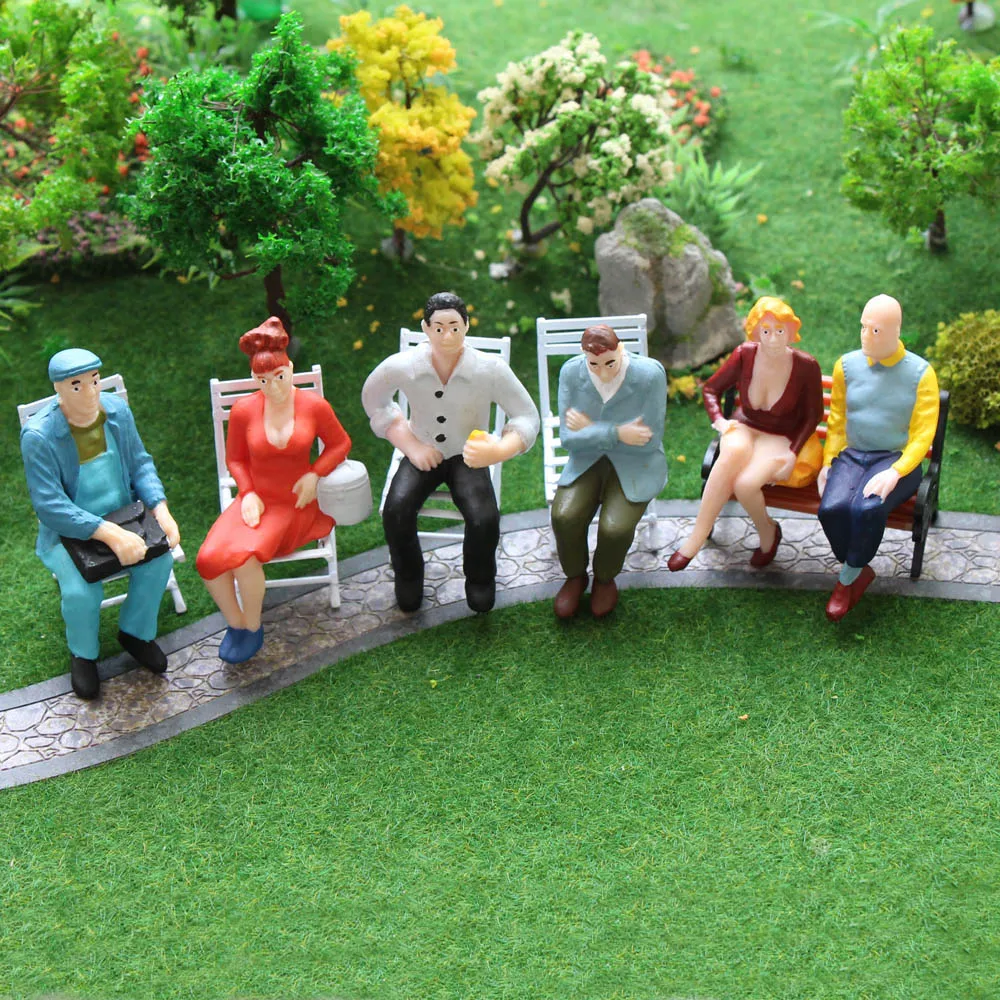 P2509 Model Railway 12pcs G Scale 1:25 Painted Seated Figures Sitting People 12pcs Different Poses